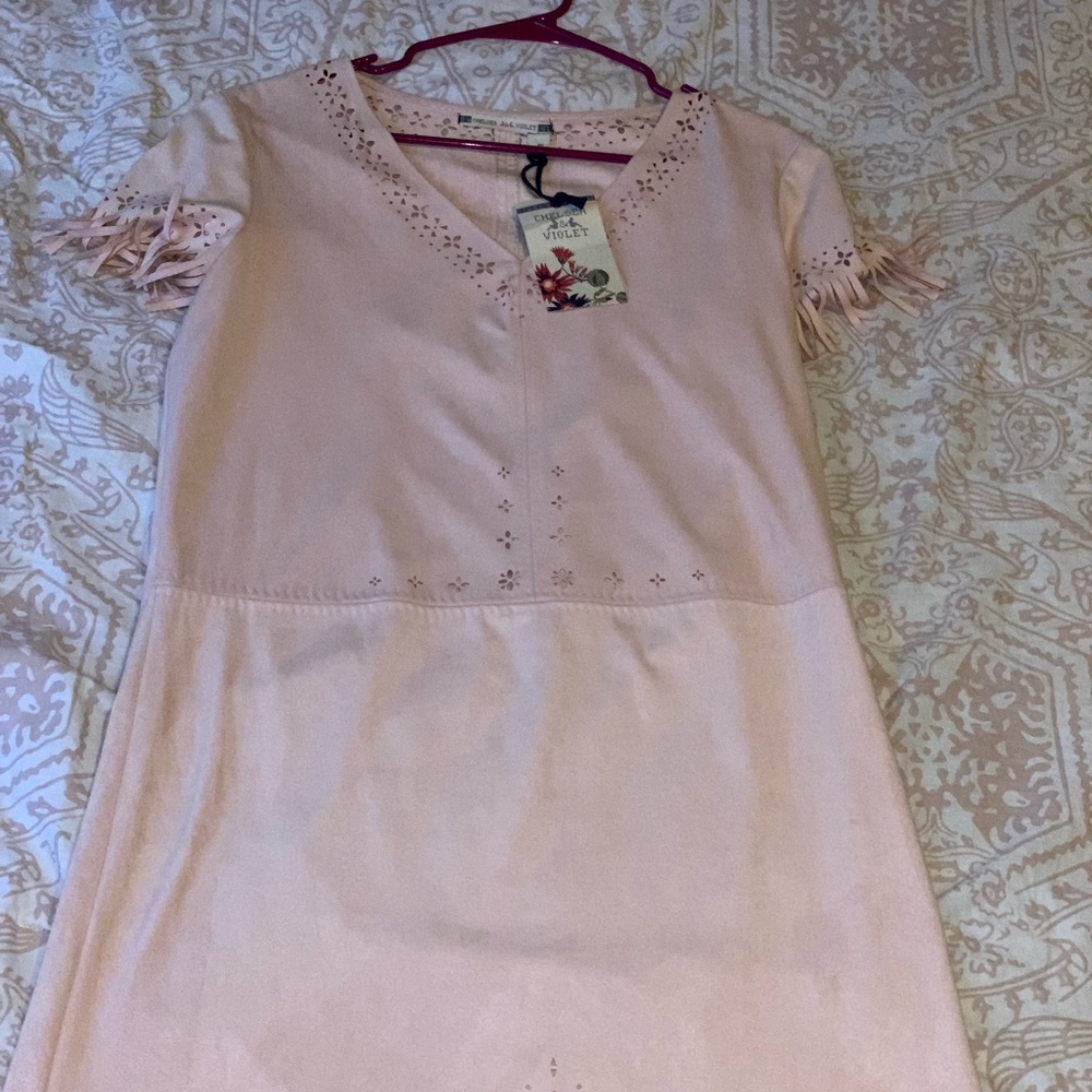 Pink suede dress